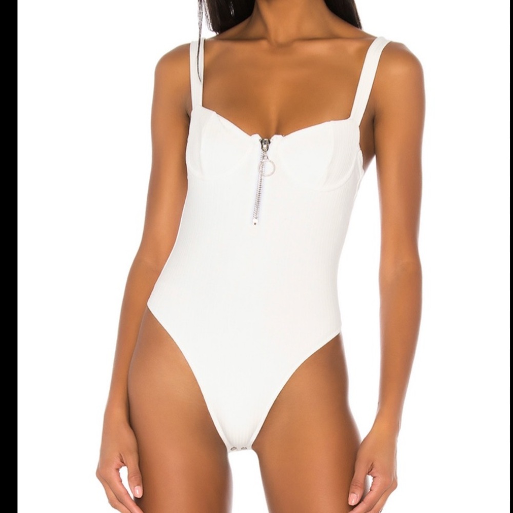 NWT Jonathan Simkhai x Revolve rib bodysuit in white